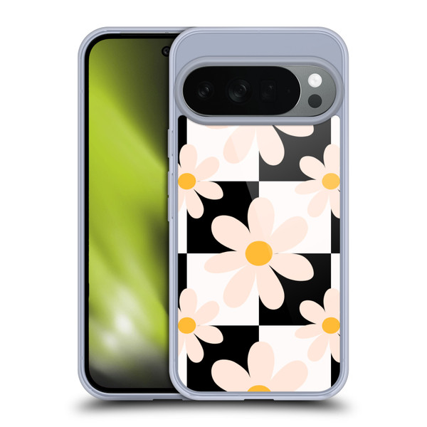 Gabriela Thomeu Retro Black & White Checkered Daisies Soft Gel Case for Google Pixel 10