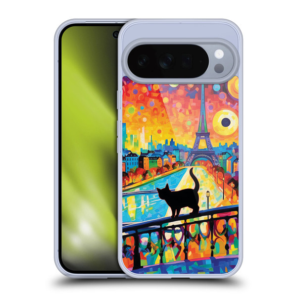 Michael David Ward Psychedelic Art Cat In Midnight Paris Soft Gel Case for Google Pixel 10 Pro XL
