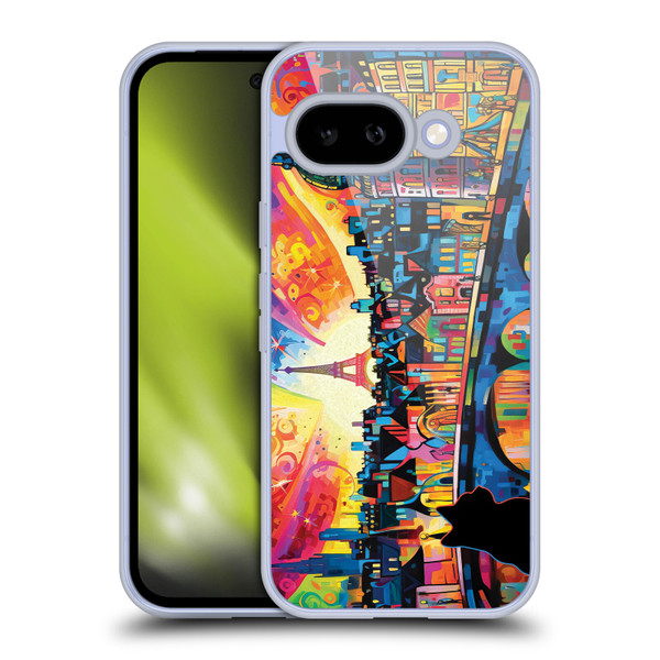 Michael David Ward Psychedelic Art Midnight Cat In Paris Soft Gel Case for Google Pixel 9A