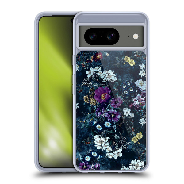 Riza Peker Night Floral Purple Flowers Soft Gel Case for Google Pixel 8