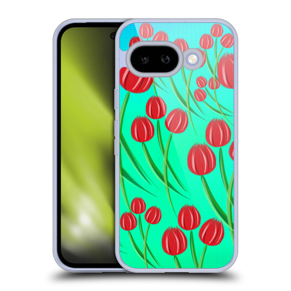 Grace Illustration Lovely Floral Red Tulips Soft Gel Case for Google Pixel 9A