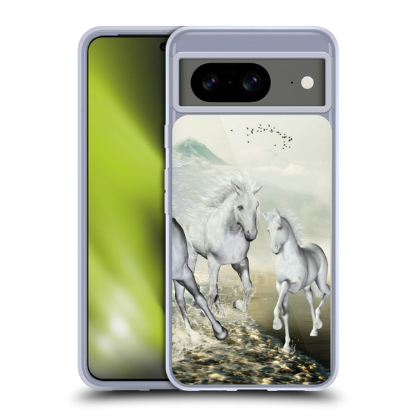 Simone Gatterwe Horses White On The Beach Soft Gel Case for Google Pixel 8