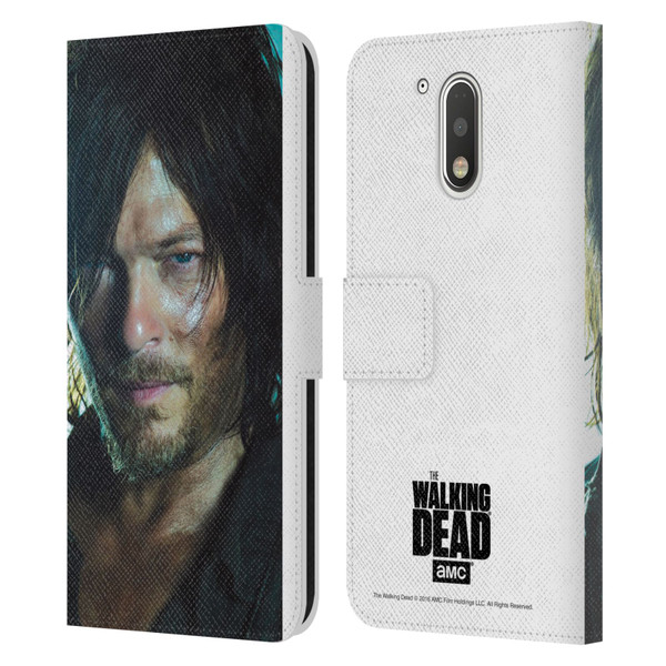 AMC The Walking Dead Characters Daryl Leather Book Wallet Case Cover For Motorola Moto G41