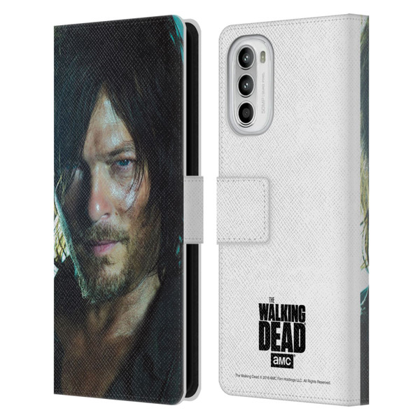 AMC The Walking Dead Characters Daryl Leather Book Wallet Case Cover For Motorola Moto G52