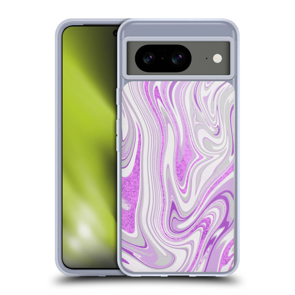Suzan Lind Marble Swirls Purple White Gray Soft Gel Case for Google Pixel 8