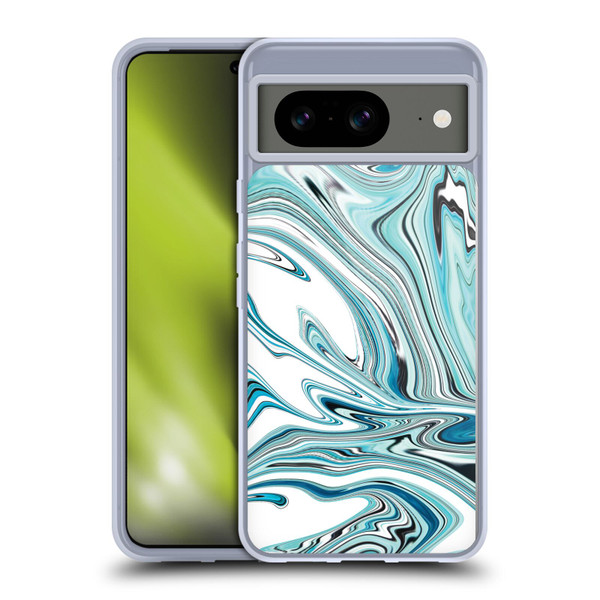 Suzan Lind Marble Swirls Teal White Soft Gel Case for Google Pixel 8