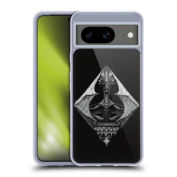 Stanley Morrison Black And White Gothic Diamond Dragon Soft Gel Case for Google Pixel 8