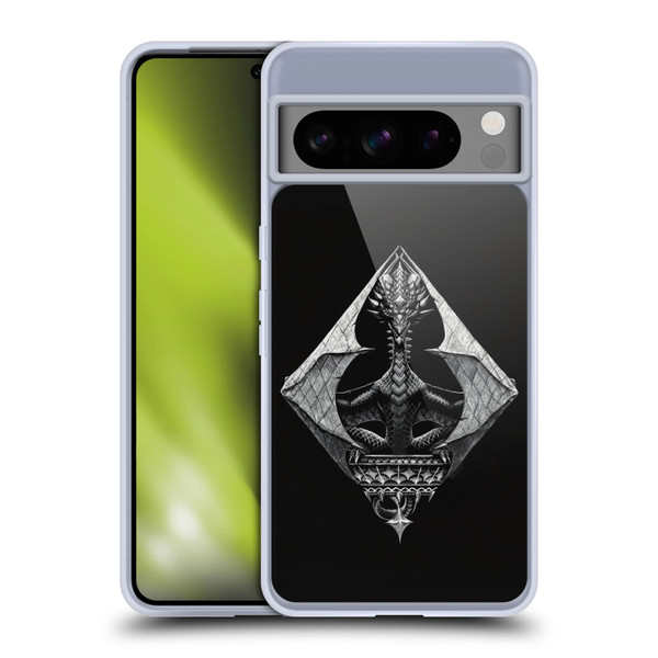 Stanley Morrison Black And White Gothic Diamond Dragon Soft Gel Case for Google Pixel 8 Pro