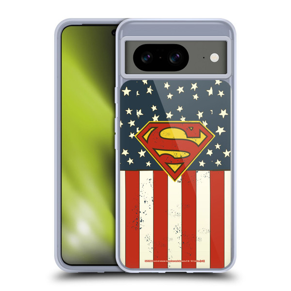 Superman DC Comics Logos U.S. Flag Soft Gel Case for Google Pixel 8