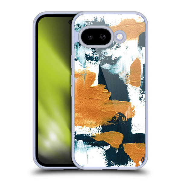 Haley Bush Pattern Painting Abstract Navy Gold White Soft Gel Case for Google Pixel 9A