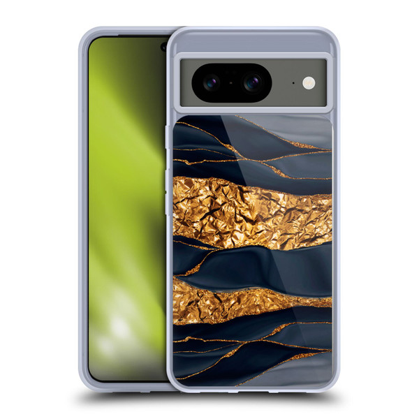 UtArt Dark Night Marble Gold Foil And Ink Soft Gel Case for Google Pixel 8