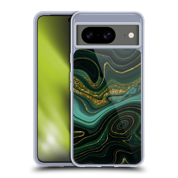 UtArt Malachite Emerald Gilded Teal Soft Gel Case for Google Pixel 8