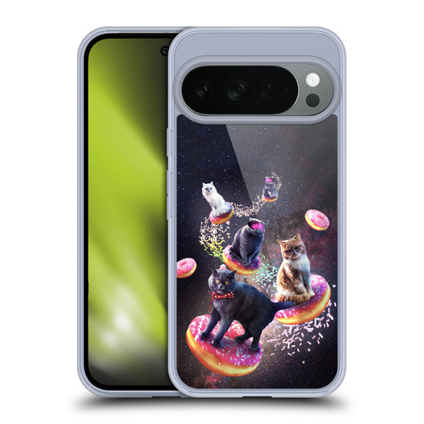 Random Galaxy Animals Space Cats Riding Donuts Soft Gel Case for Google Pixel 10