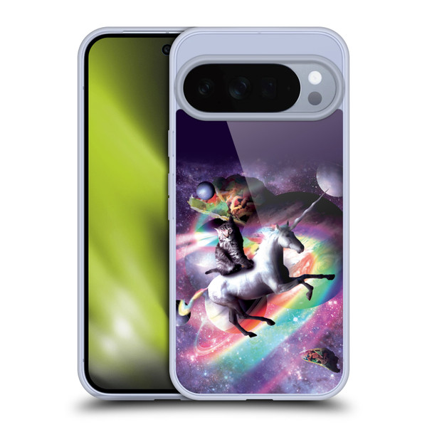 Random Galaxy Animals Space Cat Riding Unicorn Soft Gel Case for Google Pixel 10 Pro XL