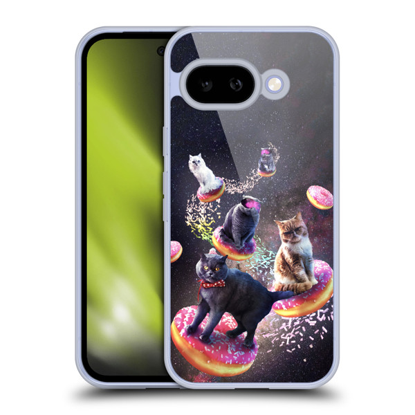 Random Galaxy Animals Space Cats Riding Donuts Soft Gel Case for Google Pixel 9A