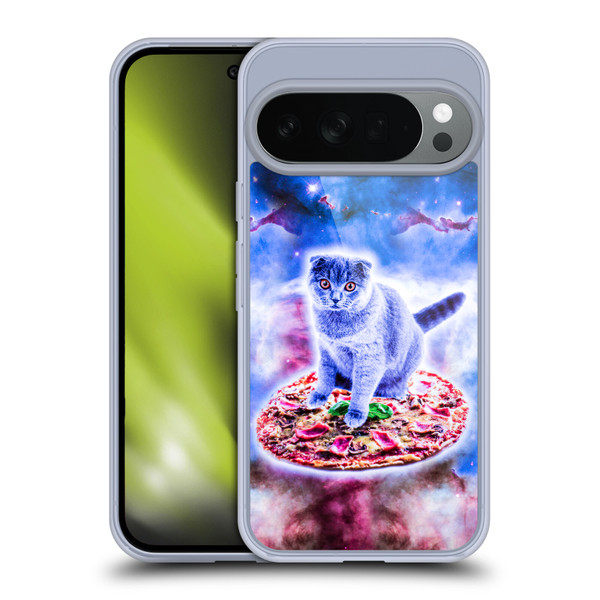 Random Galaxy Space Cat Blue Galaxy & Pizza Soft Gel Case for Google Pixel 10