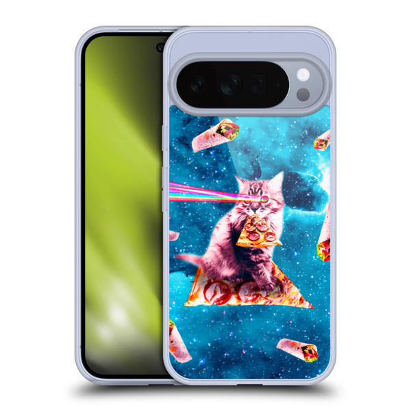 Random Galaxy Space Cat Lazer Eye & Pizza Soft Gel Case for Google Pixel 10 Pro XL