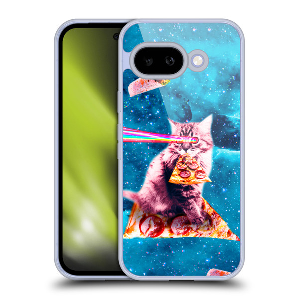 Random Galaxy Space Cat Lazer Eye & Pizza Soft Gel Case for Google Pixel 9A