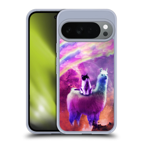 Random Galaxy Space Llama Purple Galaxy Cat Soft Gel Case for Google Pixel 10