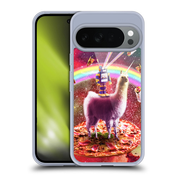Random Galaxy Space Llama Robot & Pizza Soft Gel Case for Google Pixel 10