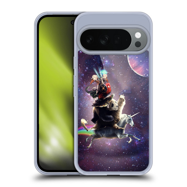 Random Galaxy Space Llama Unicorn Space Ride Soft Gel Case for Google Pixel 10