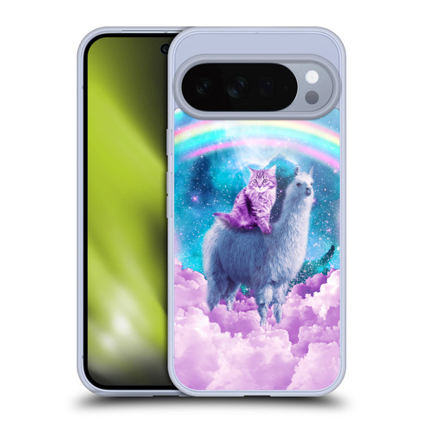Random Galaxy Space Llama Cloudy Cat In Rainbow Soft Gel Case for Google Pixel 10 Pro XL