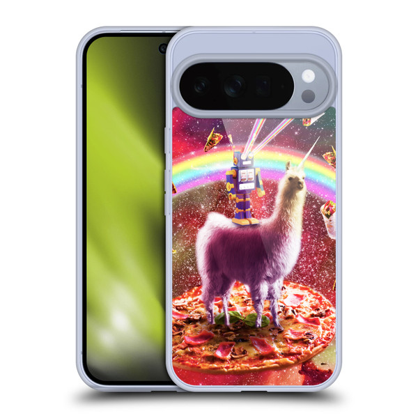 Random Galaxy Space Llama Robot & Pizza Soft Gel Case for Google Pixel 10 Pro XL