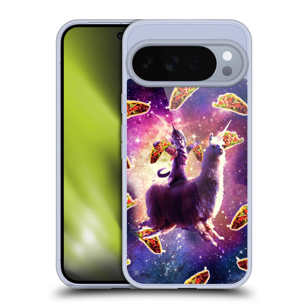 Random Galaxy Space Llama Warrior Cat & Tacos Soft Gel Case for Google Pixel 10 Pro XL