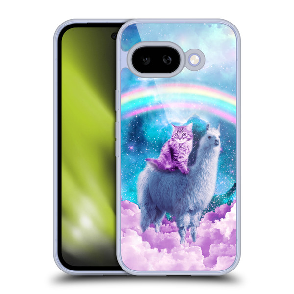 Random Galaxy Space Llama Cloudy Cat In Rainbow Soft Gel Case for Google Pixel 9A
