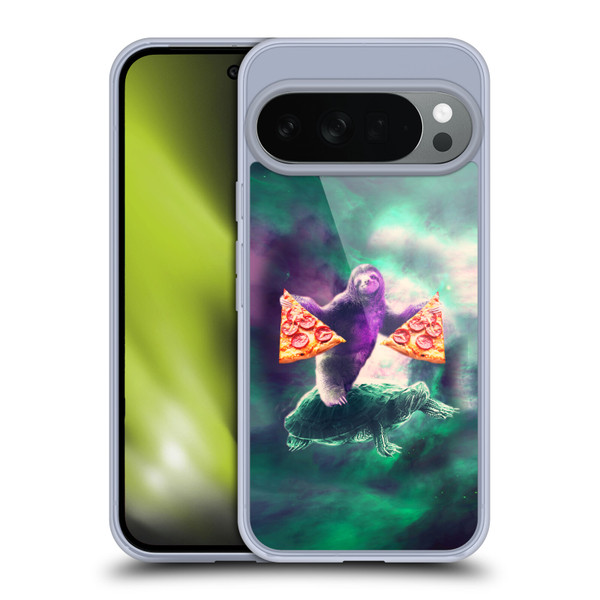 Random Galaxy Space Pizza Ride Sloth Riding Turtle Soft Gel Case for Google Pixel 10