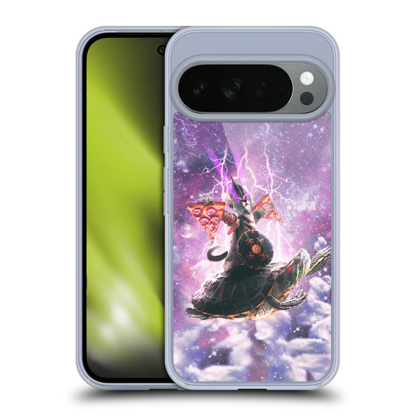 Random Galaxy Space Pizza Ride Lazer Cat Riding Turtle Soft Gel Case for Google Pixel 10