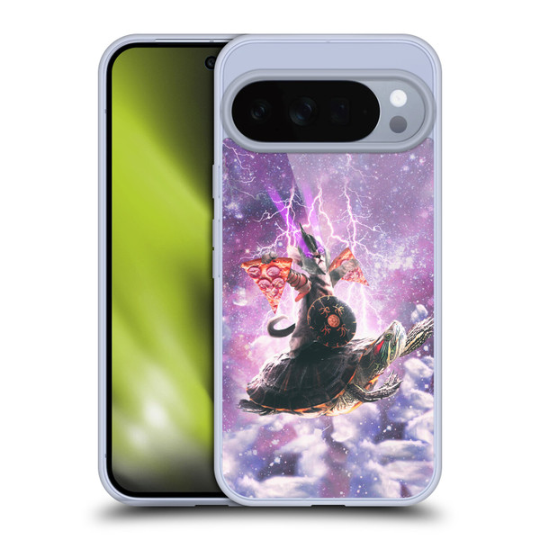 Random Galaxy Space Pizza Ride Lazer Cat Riding Turtle Soft Gel Case for Google Pixel 10 Pro XL