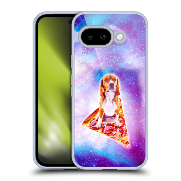 Random Galaxy Space Pizza Ride Blue Galaxy Dog Soft Gel Case for Google Pixel 9A