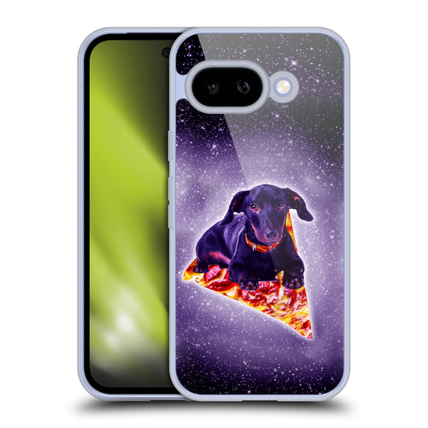 Random Galaxy Space Pizza Ride Purple Galaxy Black Dog Soft Gel Case for Google Pixel 9A