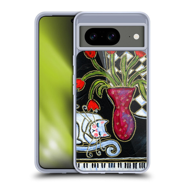 Wyanne Cat Kitty Asleep On The Piano Soft Gel Case for Google Pixel 8