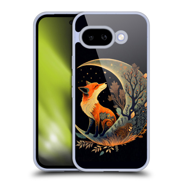 JK Stewart Art Fox On Crescent Moon Soft Gel Case for Google Pixel 9A