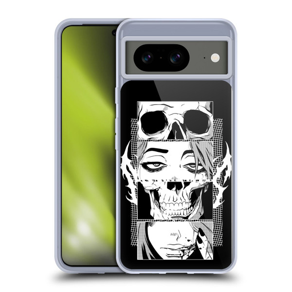 Zombie Makeout Club Art Skull Collage Soft Gel Case for Google Pixel 8