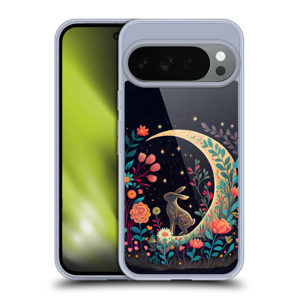 JK Stewart Key Art Rabbit On Crescent Moon Soft Gel Case for Google Pixel 10
