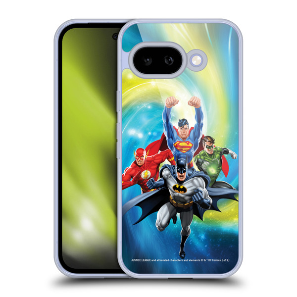 Justice League DC Comics Airbrushed Heroes Galaxy Soft Gel Case for Google Pixel 9A