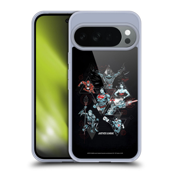 Justice League DC Comics Dark Electric Graphics Heroes Triangle Soft Gel Case for Google Pixel 10