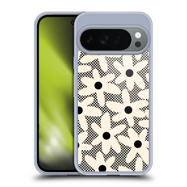 Kierkegaard Design Studio Retro Abstract Patterns Daisy Black Cream Dots Check Soft Gel Case for Google Pixel 10
