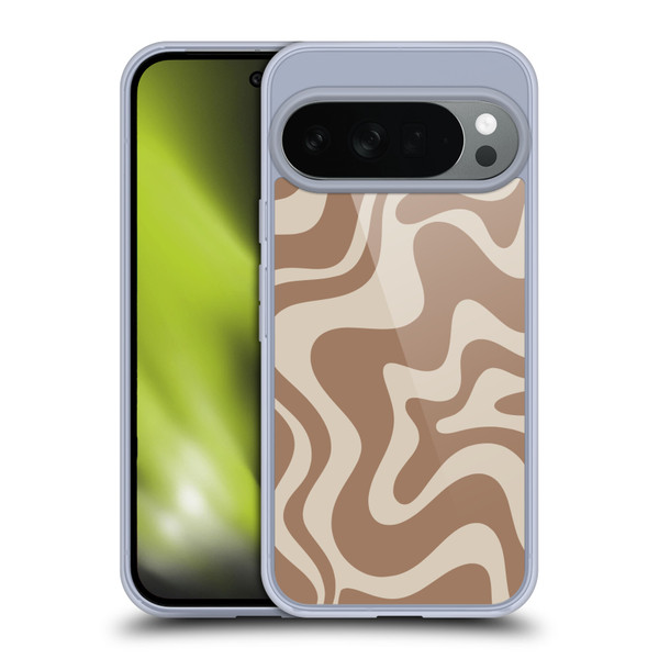 Kierkegaard Design Studio Retro Abstract Patterns Milk Brown Beige Swirl Soft Gel Case for Google Pixel 10