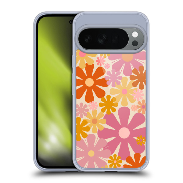Kierkegaard Design Studio Retro Abstract Patterns Pink Orange Thulian Flowers Soft Gel Case for Google Pixel 10
