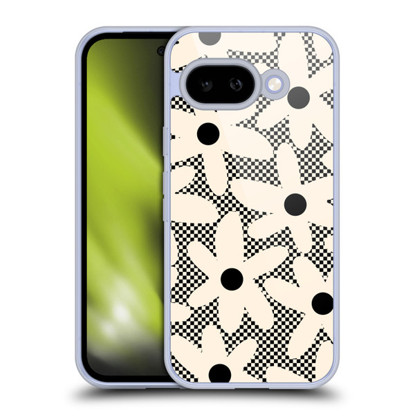 Kierkegaard Design Studio Retro Abstract Patterns Daisy Black Cream Dots Check Soft Gel Case for Google Pixel 9A