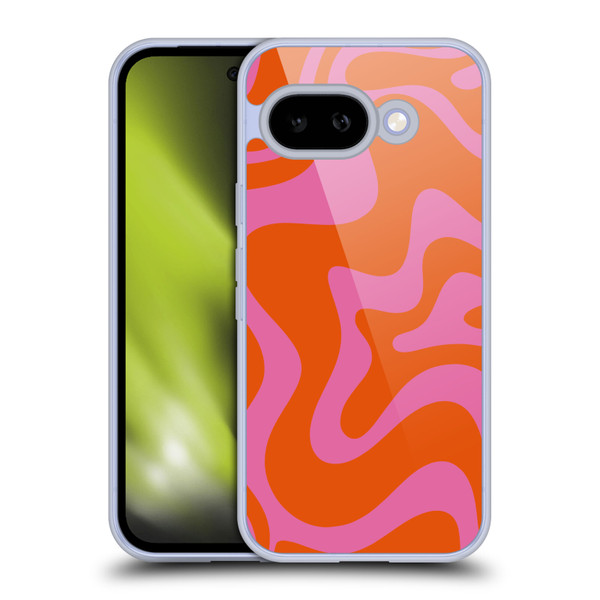 Kierkegaard Design Studio Retro Abstract Patterns Hot Pink Orange Swirl Soft Gel Case for Google Pixel 9A