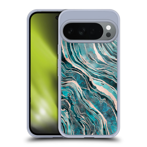 LebensArt Gemstone Marble Teal And Rosegold Soft Gel Case for Google Pixel 10