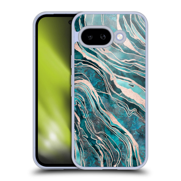 LebensArt Gemstone Marble Teal And Rosegold Soft Gel Case for Google Pixel 9A