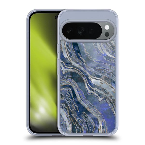 LebensArt Geo Liquid Marble Cold Blue Soft Gel Case for Google Pixel 10
