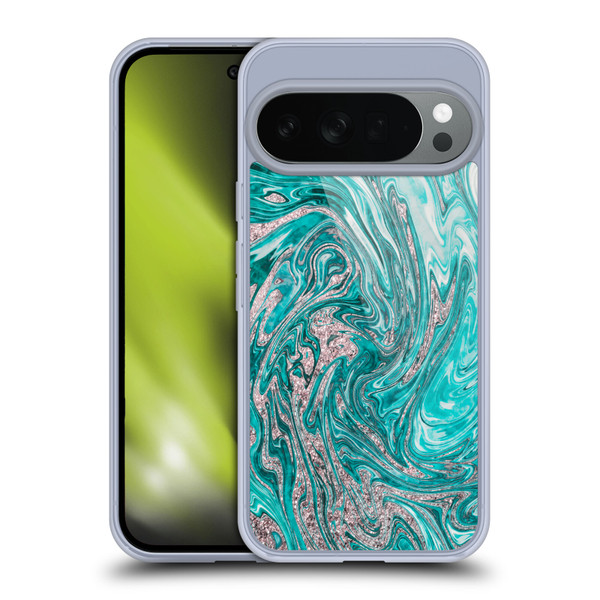 LebensArt Geo Liquid Marble Glamour Teal Soft Gel Case for Google Pixel 10