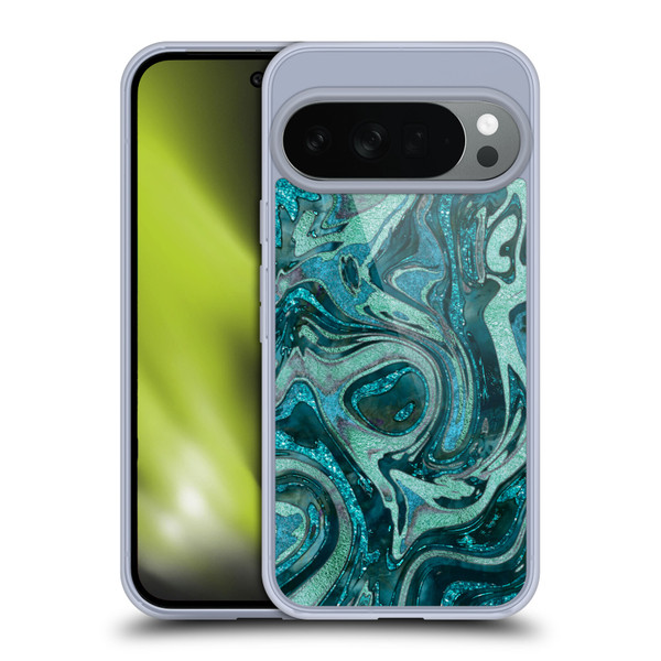 LebensArt Geo Liquid Marble Midnight Green Soft Gel Case for Google Pixel 10